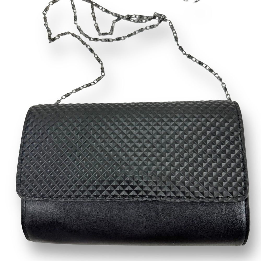 Neiman Marcus ChainStrap Evening Bag Black Faux Leather Dressy Date Formal Dance